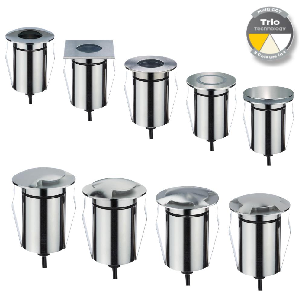 Domus EMIT-85-TRIO-STS LED Inground Light - 6W, 24V DC, Tri-Colour, IP67, Recessed, Stainless Steel - DRIVER REQUIRED-Domus Lighting-Ozlighting.com.au