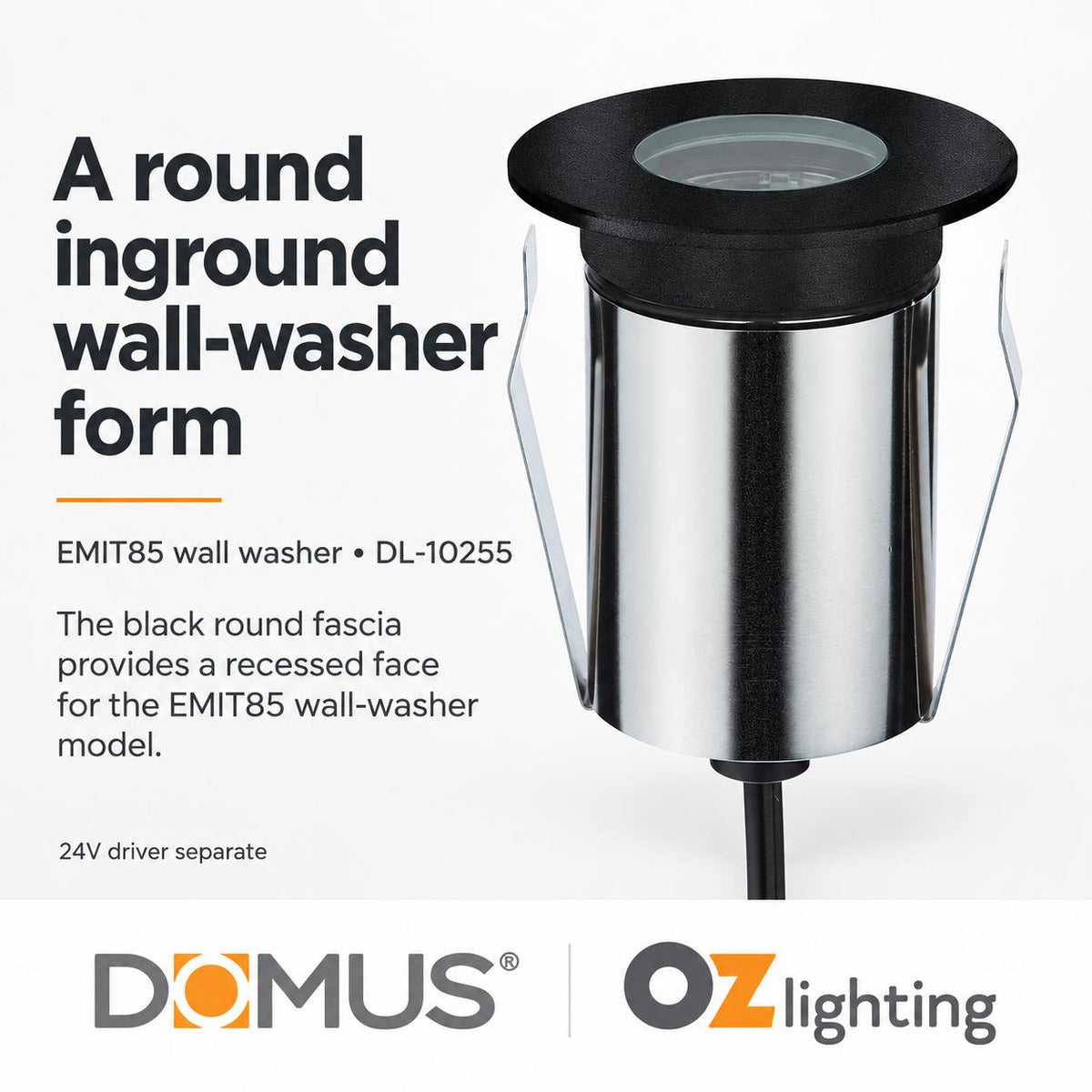 Domus EMIT-85-TRIO-WW LED Inground Wall Washer Light - 6W, 24V DC, Tri-Colour, IP67 - DRIVER REQUIRED-Domus Lighting-Ozlighting.com.au