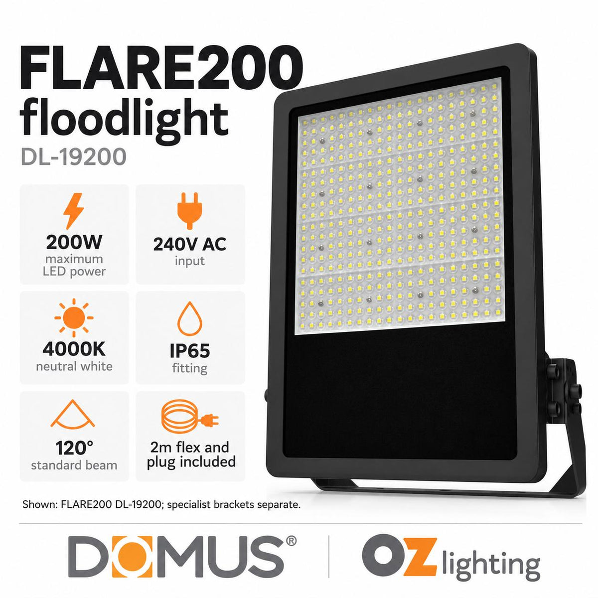 Domus FLARE LED Floodlight - 200W/300W/400W, Commercial-Domus Lighting-Ozlighting.com.au