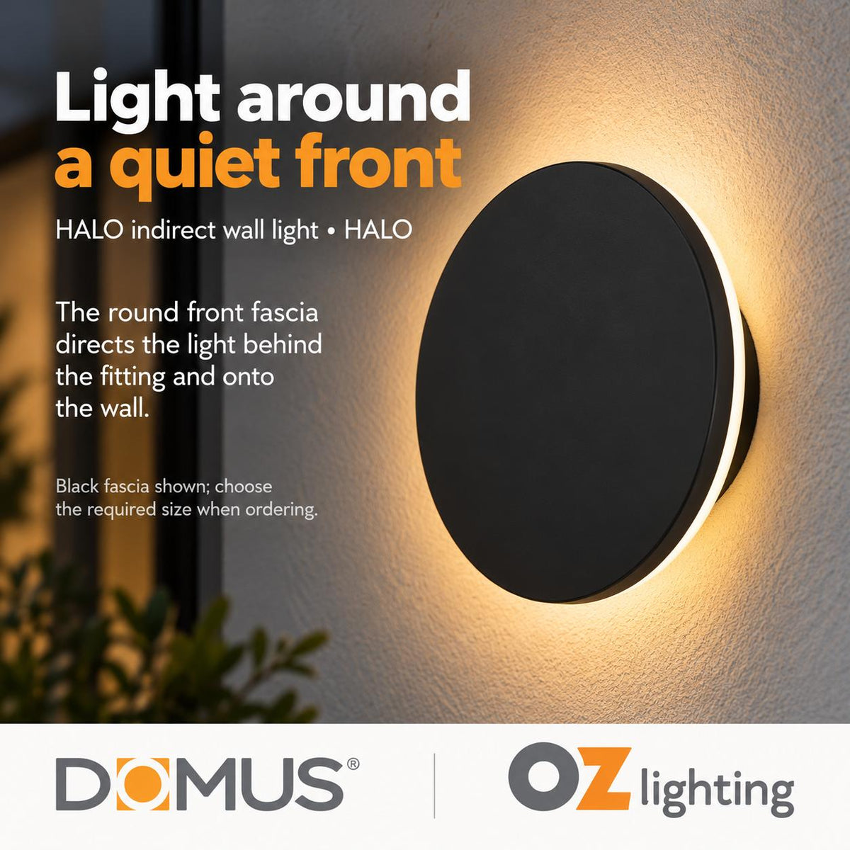 Domus HALO LED Wall Light - 8W/15W, Tri-Colour, Dimmable, IP65-Domus Lighting-Ozlighting.com.au