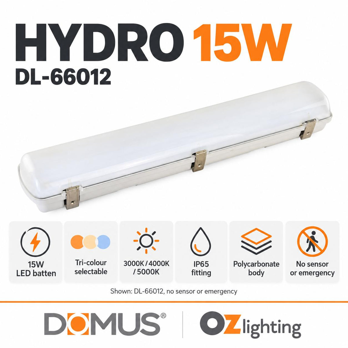 Domus HYDRO LED Batten Light - 15W/30W, IP65, Weatherproof, Optional Sensor-Domus Lighting-Ozlighting.com.au