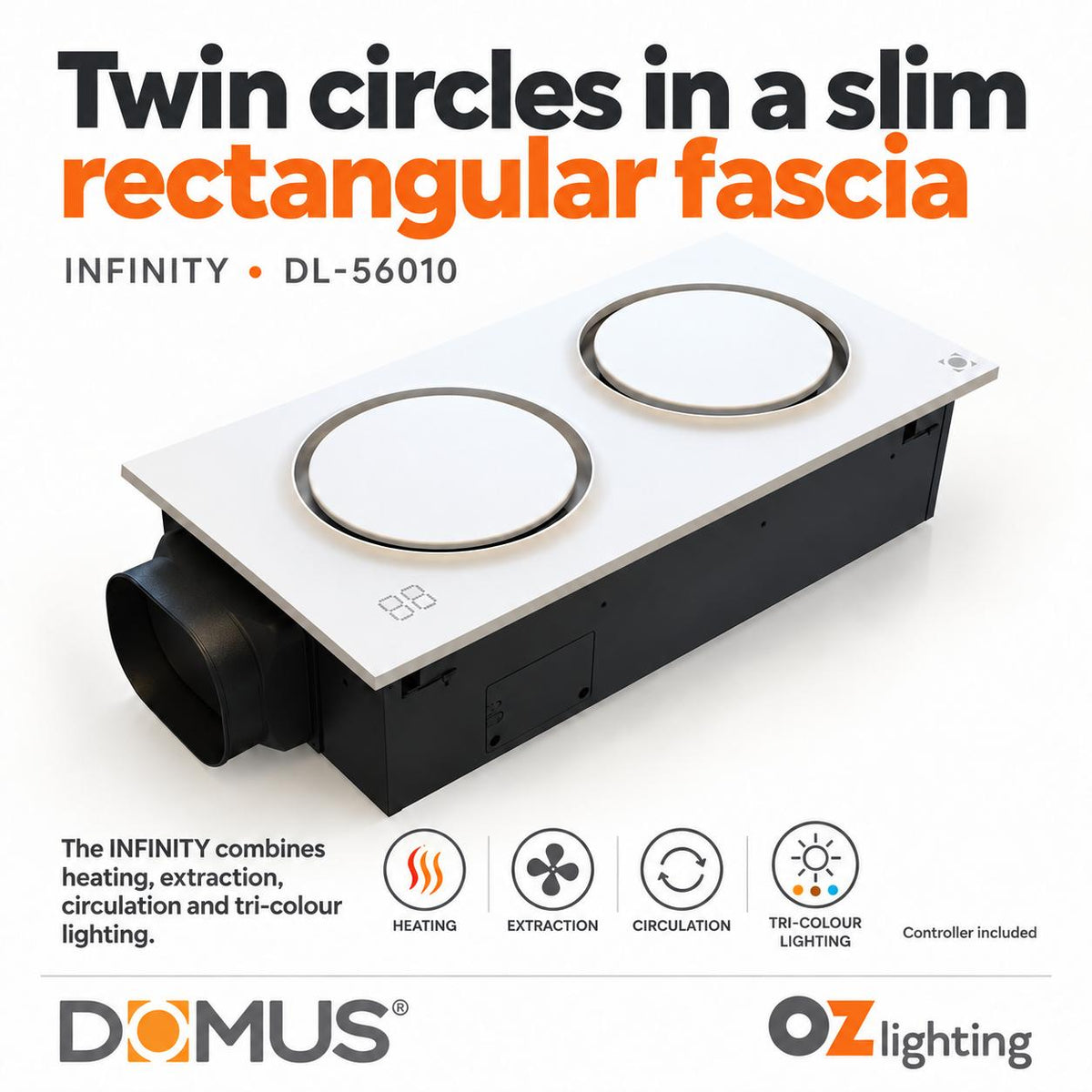 Domus INFINITY 6-in-1 Premium PTC Bathroom Heater-Domus Lighting-Ozlighting.com.au