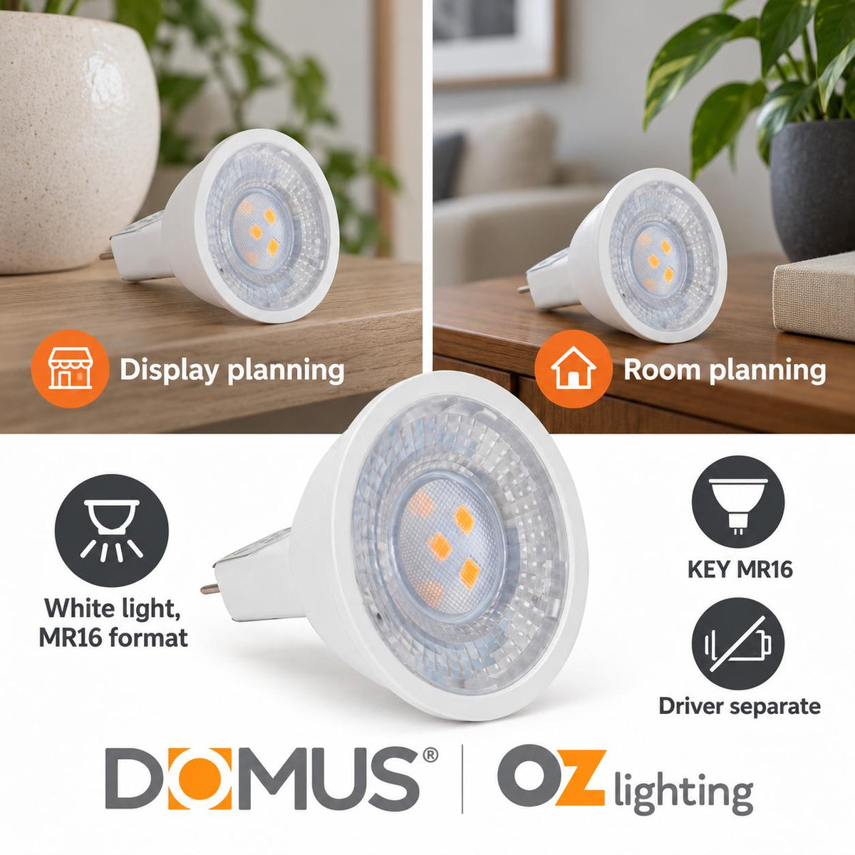 Domus KEY-MR16 LED Globe - Dimmable, MR16, 6W, 12V DC, 5000K - DRIVER REQUIRED-Domus Lighting-Ozlighting.com.au
