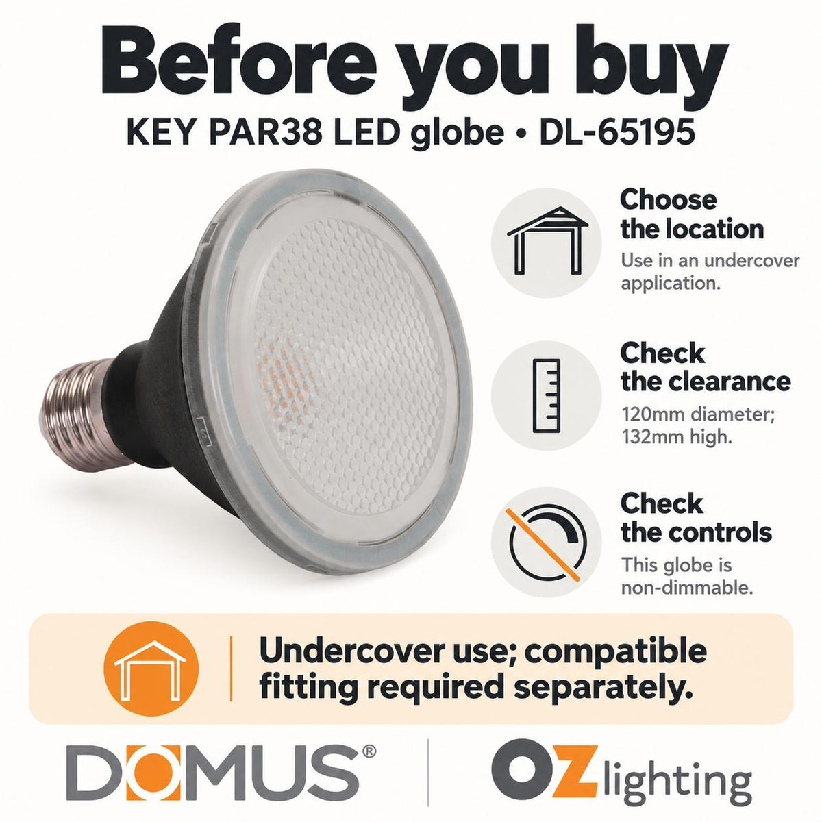 Domus KEY-PAR38 Reflector - 16W, E27, PAR38, IP44-Domus Lighting-Ozlighting.com.au