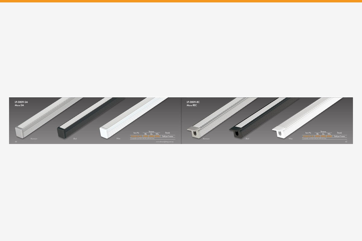 Domus LP-0809 Micro Aluminium LED Profile - Surface / Recessed-Domus Lighting-Ozlighting.com.au