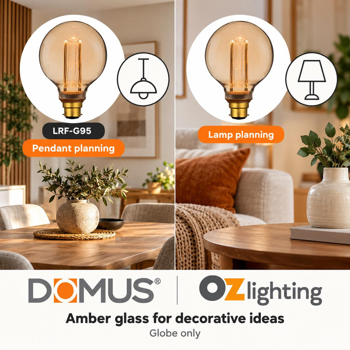 Domus LRF-G95 LED Globe - 3.5W, B22/E27, 1800K, G95, Filament, Dimmable, Spherical-Domus Lighting-Ozlighting.com.au