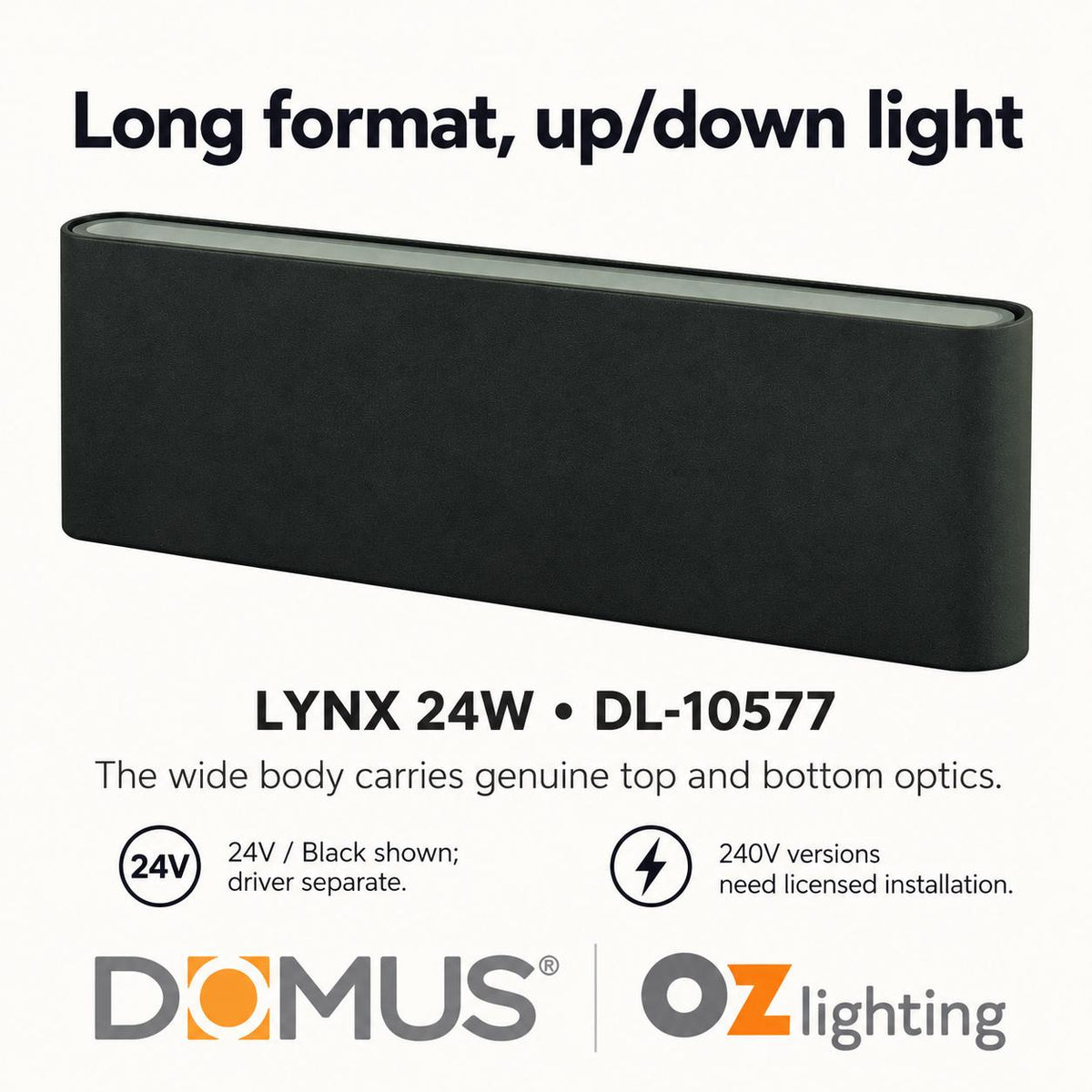 Domus LYNX LED Up/Down Wall Light - 24W - DRIVER REQUIRED-Domus Lighting-Ozlighting.com.au
