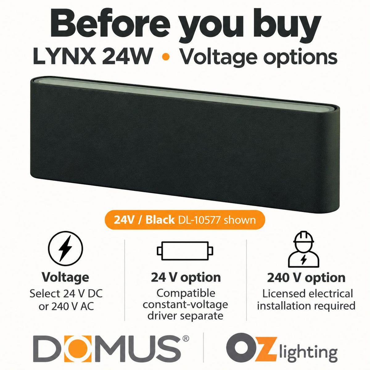 Domus LYNX LED Up/Down Wall Light - 24W - DRIVER REQUIRED-Domus Lighting-Ozlighting.com.au