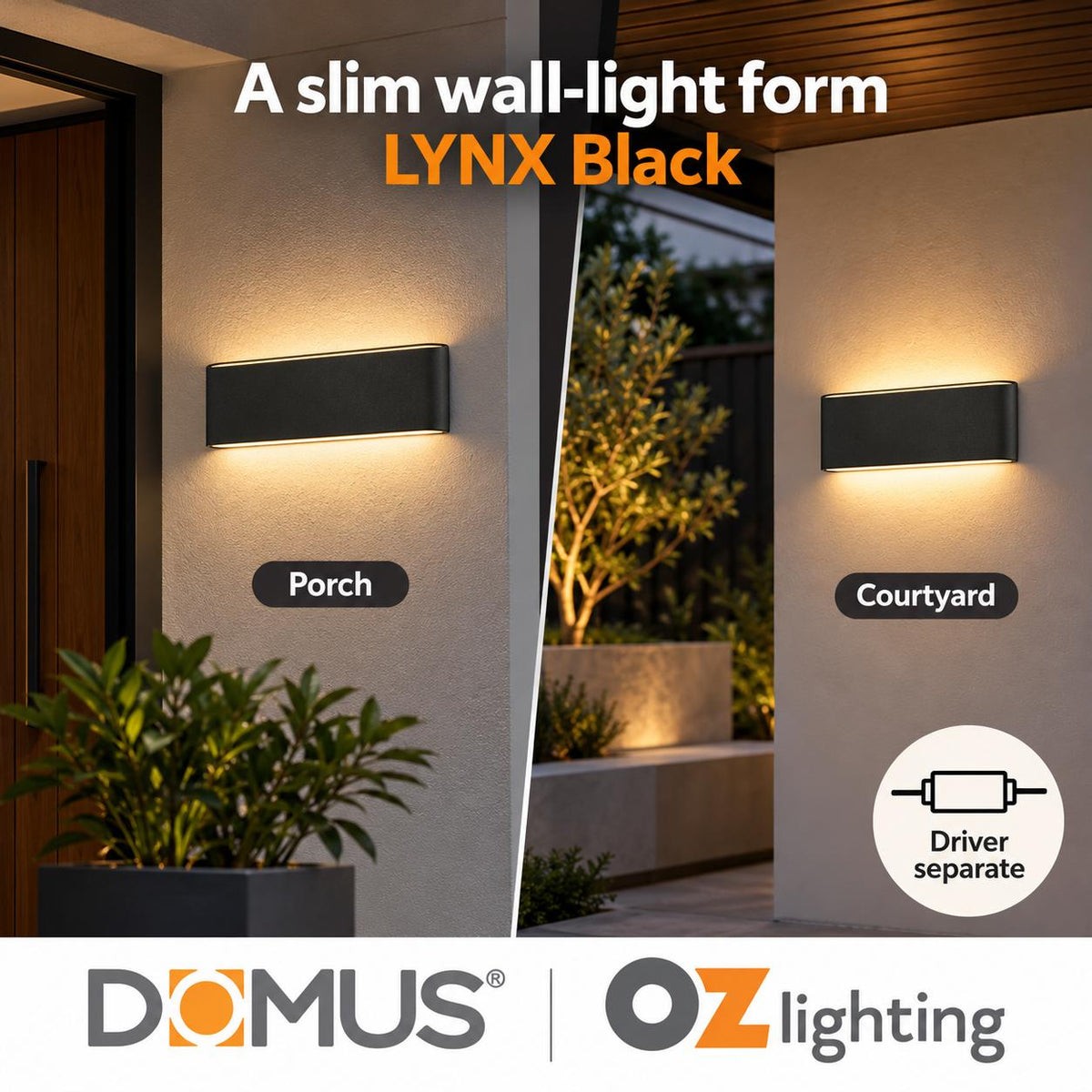 Domus LYNX LED Up/Down Wall Light - 2x12W, 24V - DRIVER REQUIRED-Domus Lighting-Ozlighting.com.au
