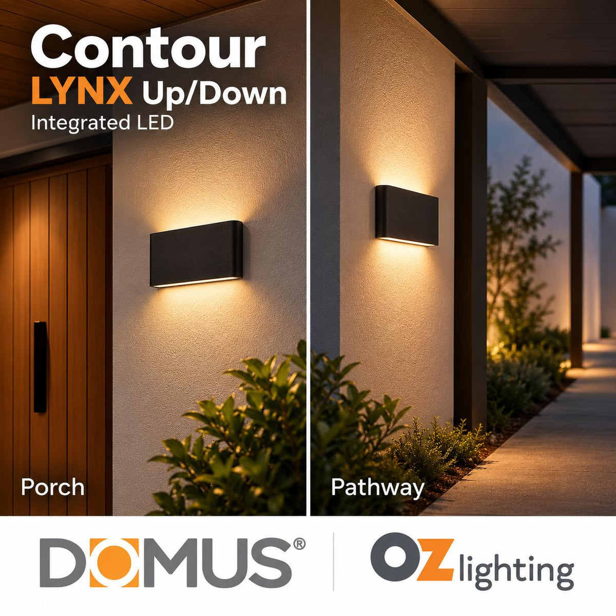 Domus LYNX LED Up/Down Wall Light - 2x5W, 240V-Domus Lighting-Ozlighting.com.au
