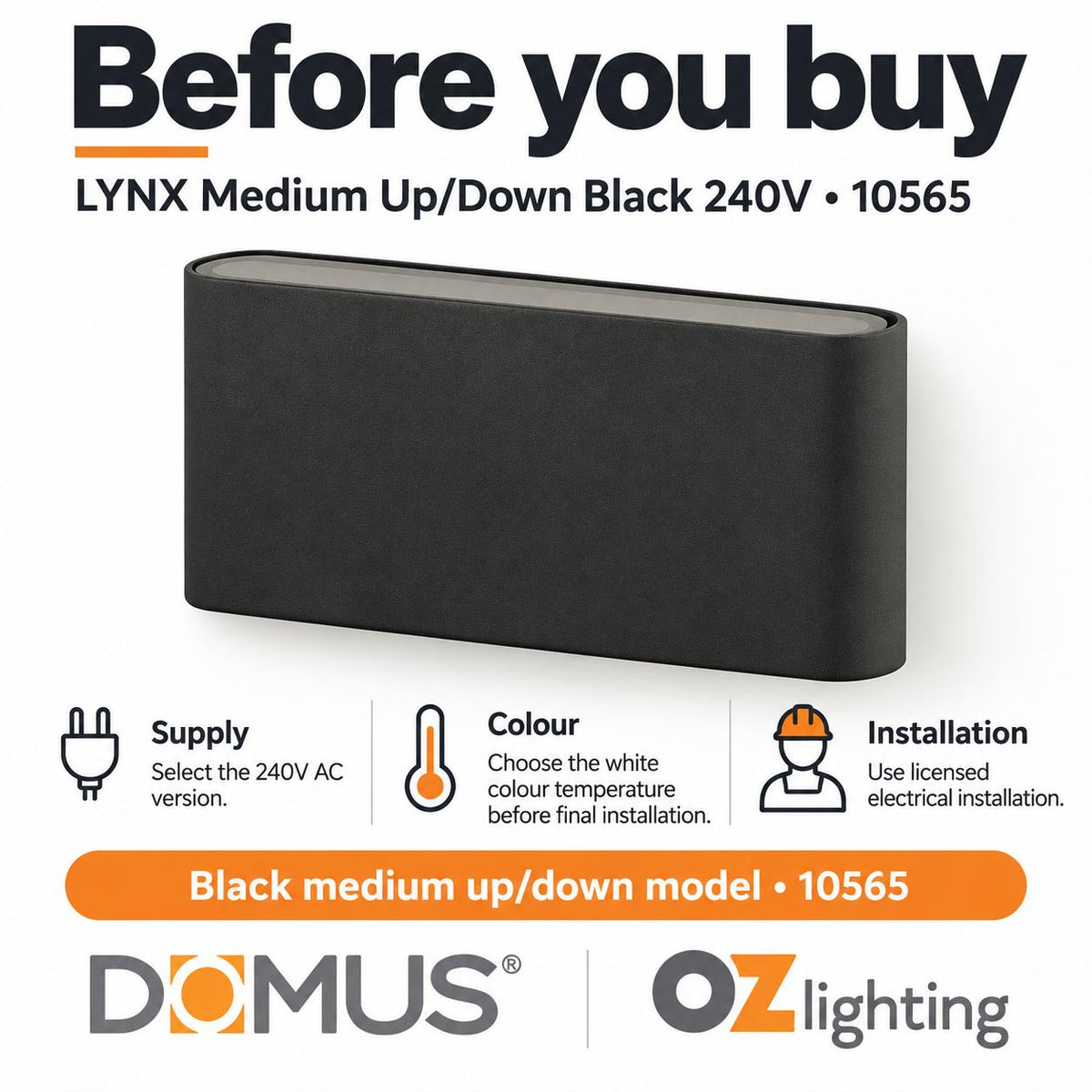 Domus LYNX LED Up/Down Wall Light - 2x5W, 240V-Domus Lighting-Ozlighting.com.au