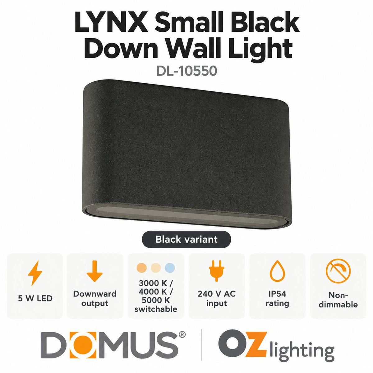 Domus LYNX LED Wall Light - 5W, 240V-Domus Lighting-Ozlighting.com.au
