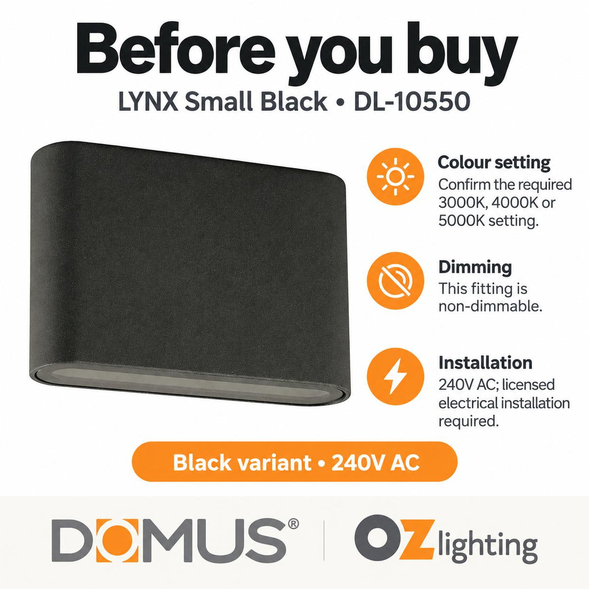 Domus LYNX LED Wall Light - 5W, 240V-Domus Lighting-Ozlighting.com.au