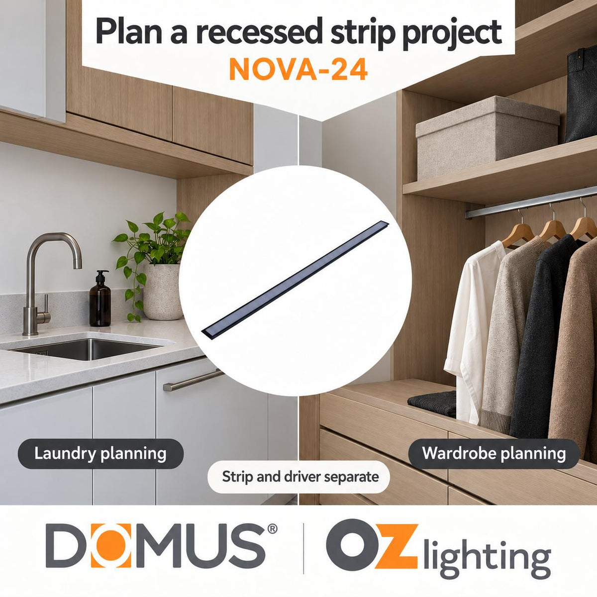 Domus Mounting Profile - NOVA-24-Recessed-Domus Lighting-Ozlighting.com.au