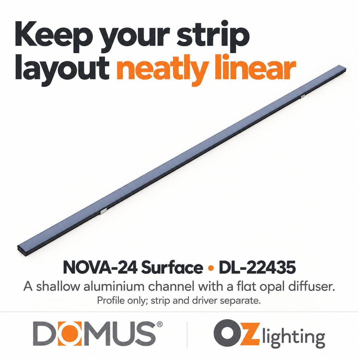 Domus Mounting Profile - NOVA-24-Surface Mounting-Domus Lighting-Ozlighting.com.au