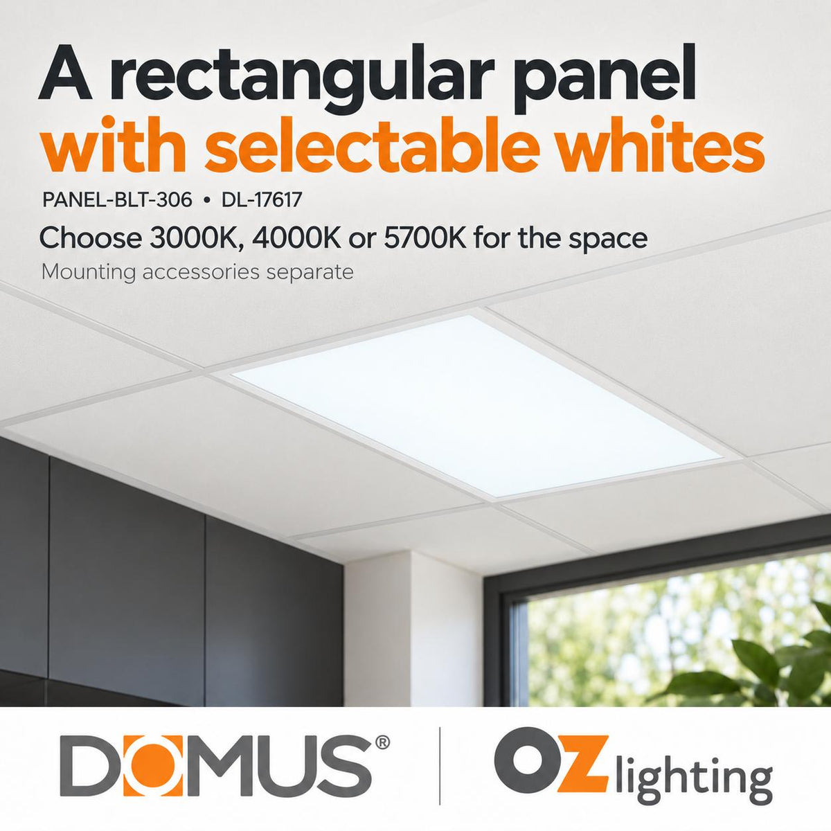 Domus PANEL-BLT-306 LED Panel Light - Tri-Colour, 300x600mm-Domus Lighting-Ozlighting.com.au