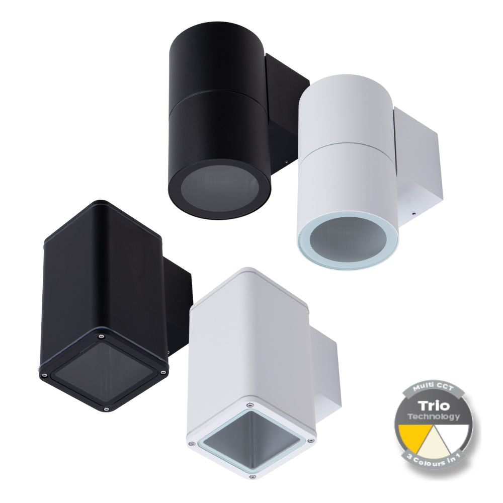 Domus PIPER-PRO-1 - 10W Tricolour LED Large Round Or Square Down Only Exterior LED Wall Light IP65-Domus Lighting-Ozlighting.com.au