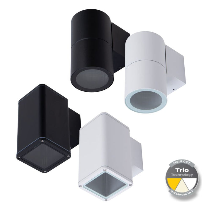 Domus PIPER-PRO-1 - 10W Tricolour LED Large Round Or Square Down Only Exterior LED Wall Light IP65-Domus Lighting-Ozlighting.com.au