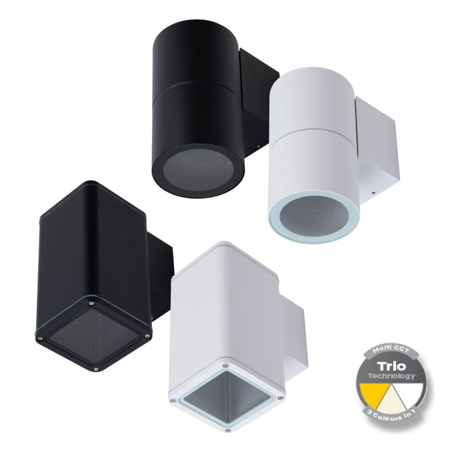 Domus PIPER-PRO-1 - 10W Tricolour LED Large Round Or Square Down Only Exterior LED Wall Light IP65-Domus Lighting-Ozlighting.com.au