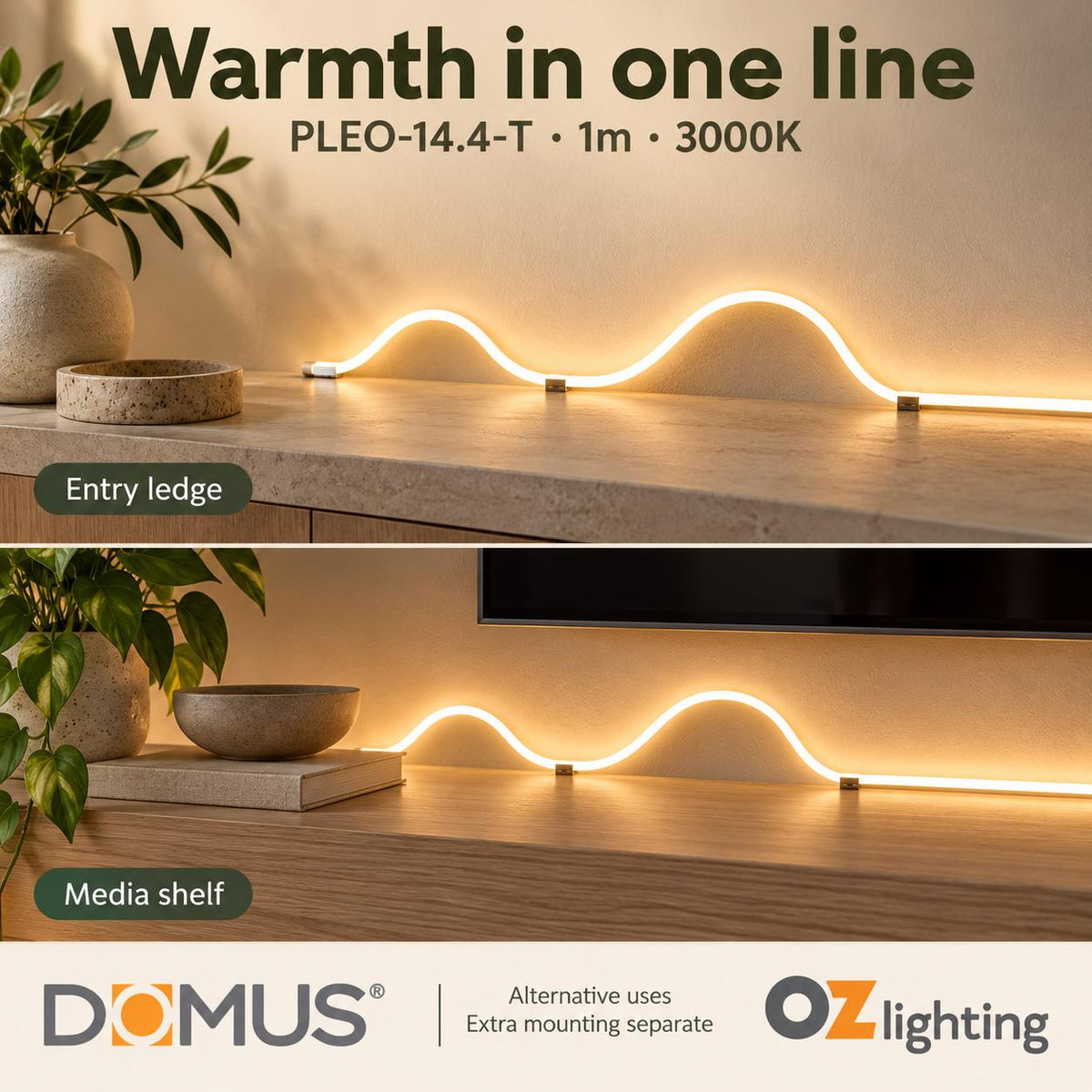 Domus PLEO 1 Metre 14.4W/m Warm White Outdoor Strip and Driver Bundle-Domus Lighting-Ozlighting.com.au