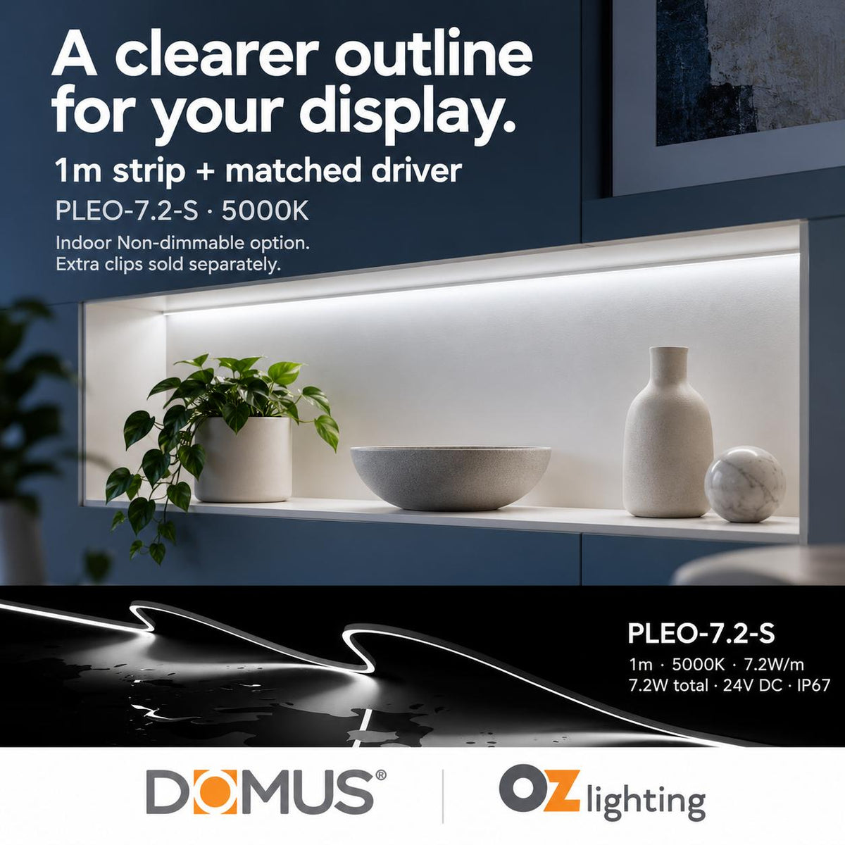 Domus PLEO 1 Metre 7.2W/m Cool White Outdoor Strip and Driver Bundle-Domus Lighting-Ozlighting.com.au