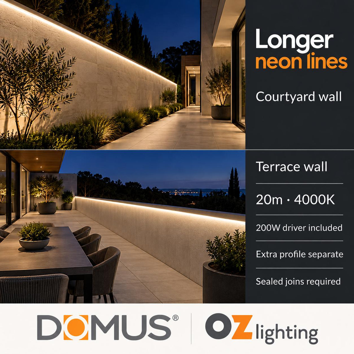 Domus PLEO 20 Metre 7.2W/m Neutral White Outdoor Strip and Driver Bundle-Domus Lighting-Ozlighting.com.au