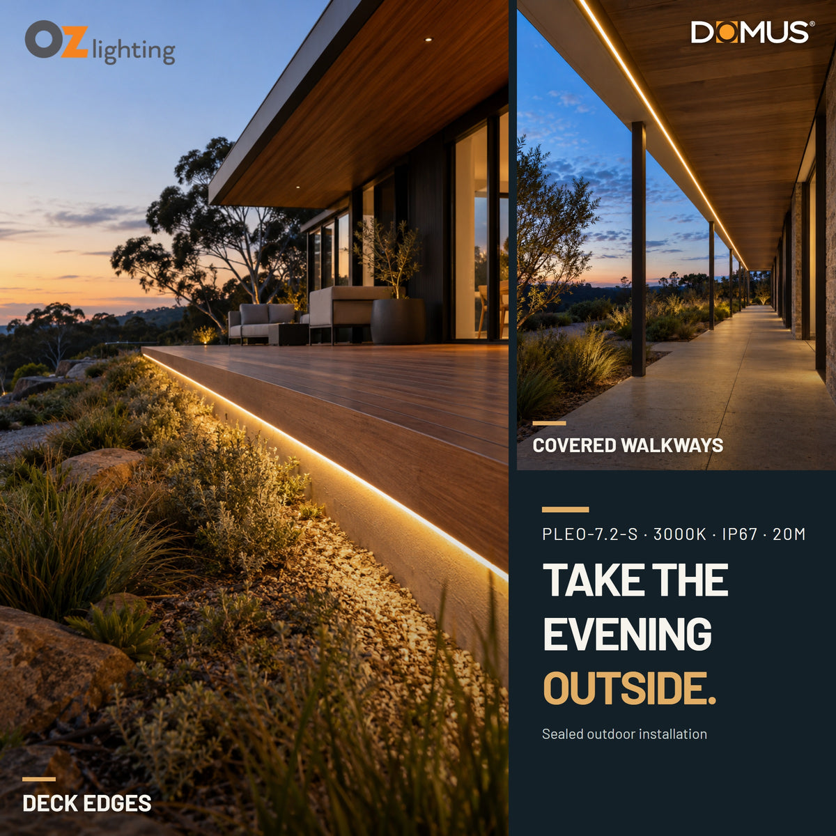 Domus PLEO 20 Metre 7.2W/m Warm White Outdoor Strip and Driver Bundle-Domus Lighting-Ozlighting.com.au