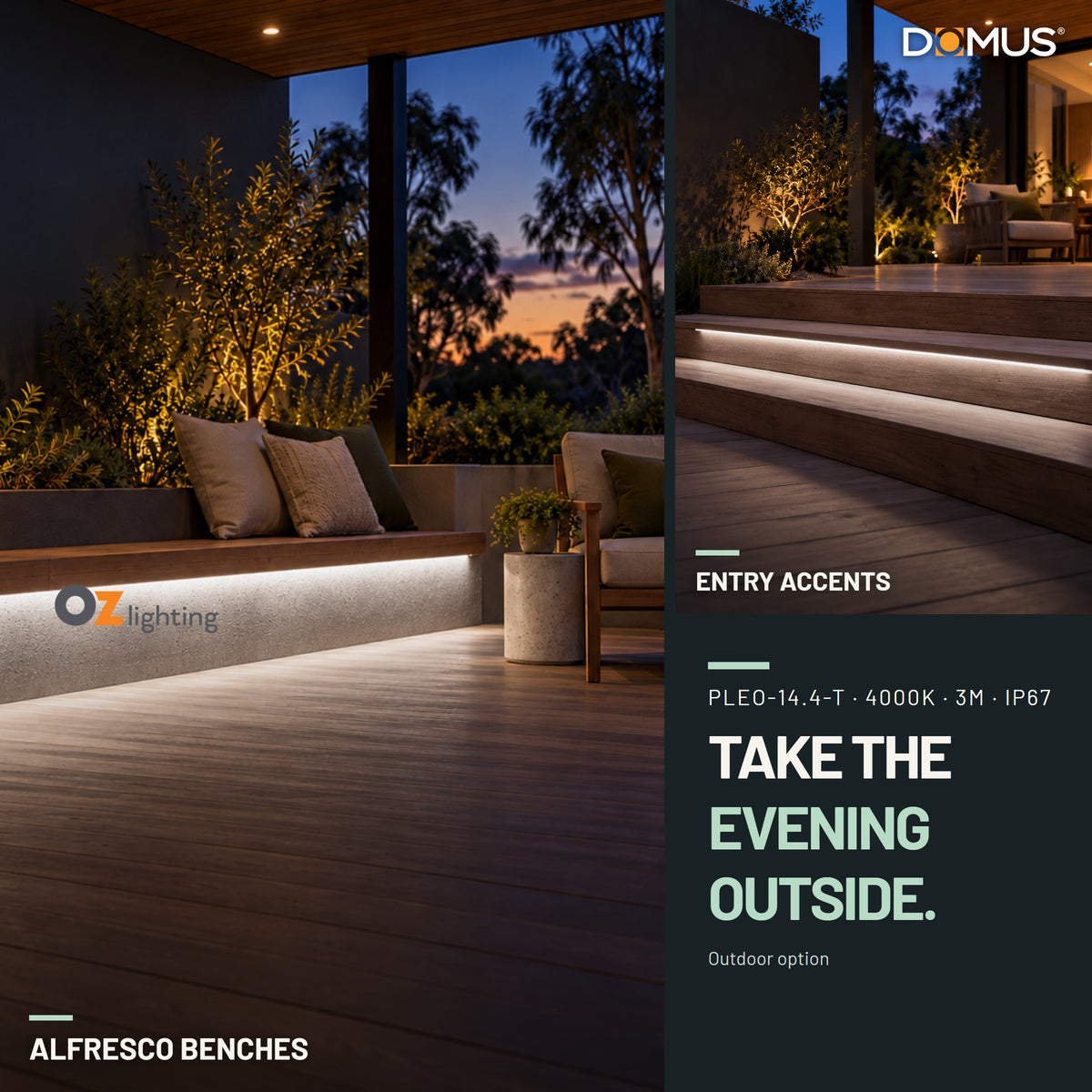 Domus PLEO 3 Metre 14.4W/m Neutral White Outdoor Strip and Driver Bundle-Domus Lighting-Ozlighting.com.au