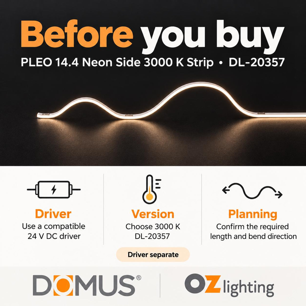Domus PLEO LED Strip - 14.4W, 24V, Neon, IP66 - DRIVER REQUIRED-Domus Lighting-Ozlighting.com.au