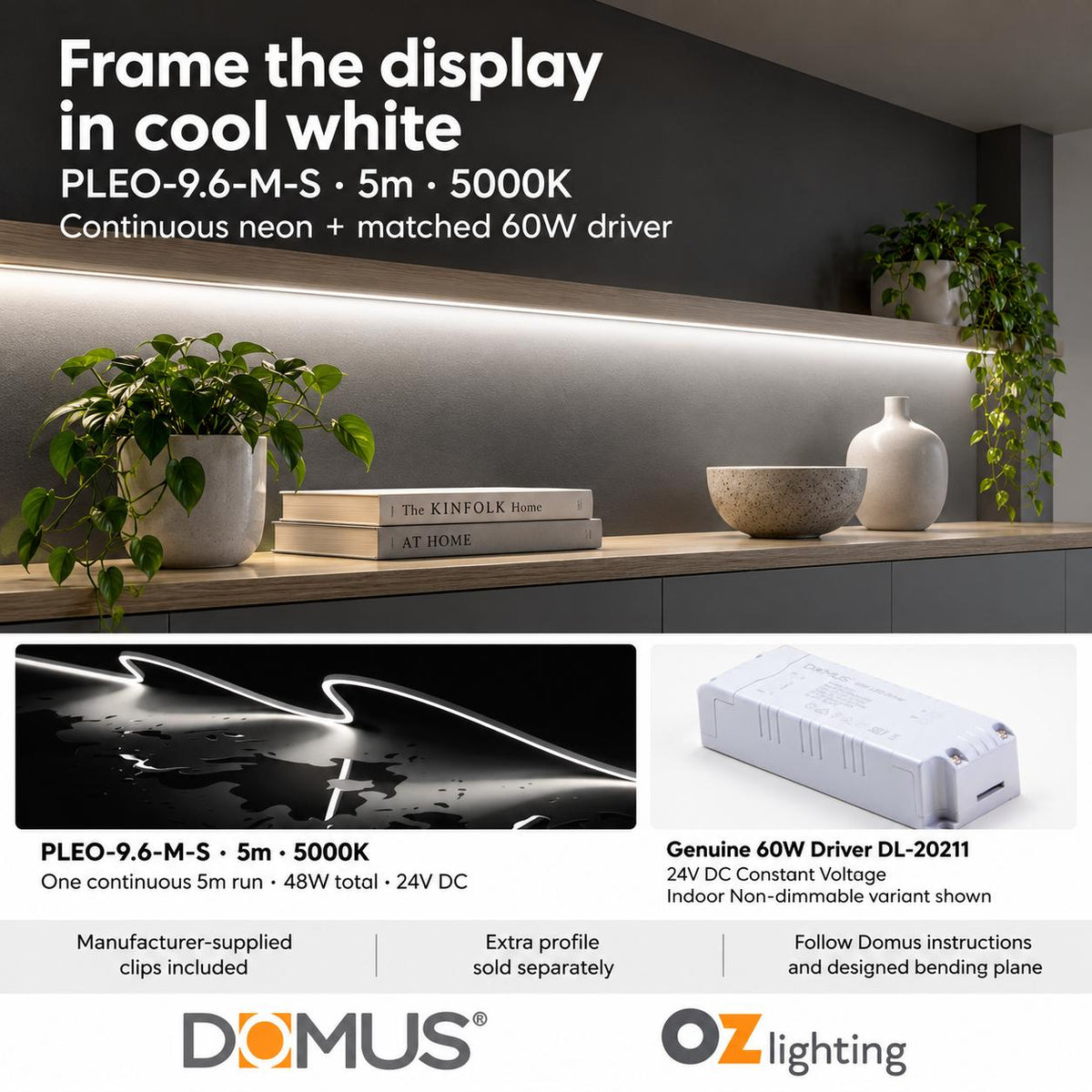 Domus PLEO Micro 5 Metre 9.6W/m Cool White Outdoor Strip and Driver Bundle-Domus Lighting-Ozlighting.com.au