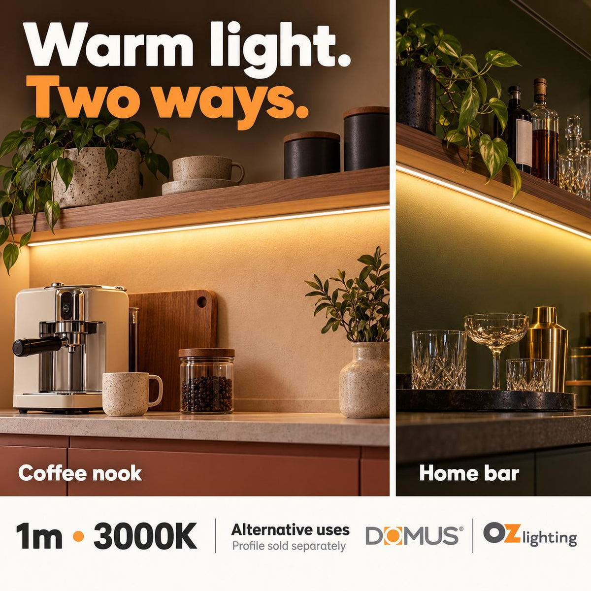 Domus PLEX-COB-10-IP54 1m 3000K LED strip and driver bundle — marketing