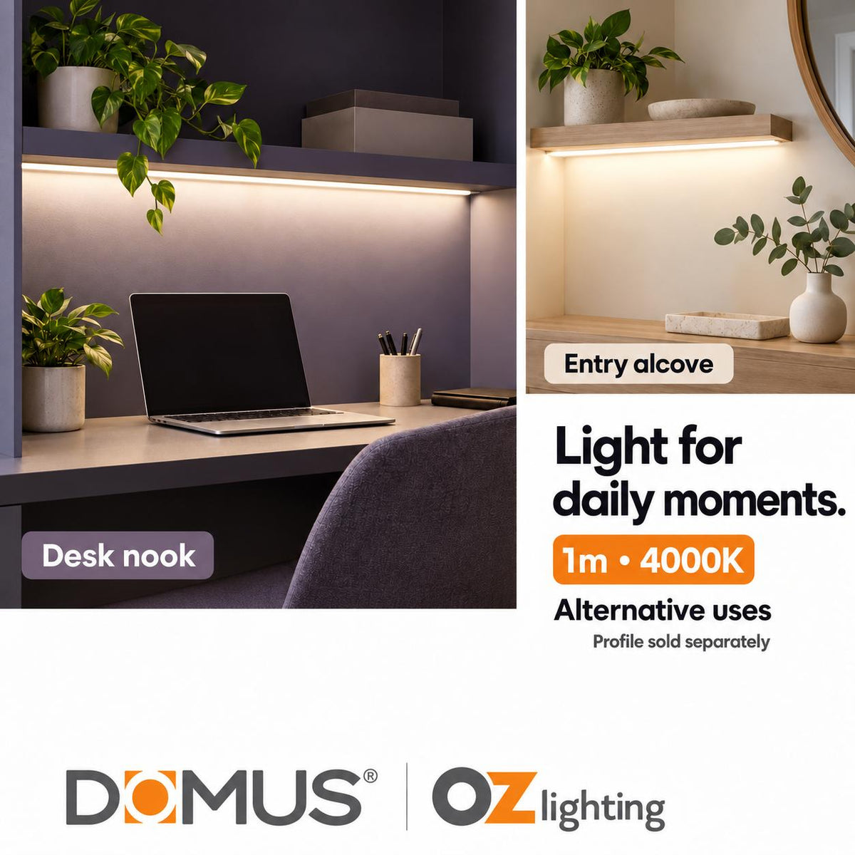 Domus PLEX-COB-5-IP54 1m 4000K LED strip and driver bundle — marketing