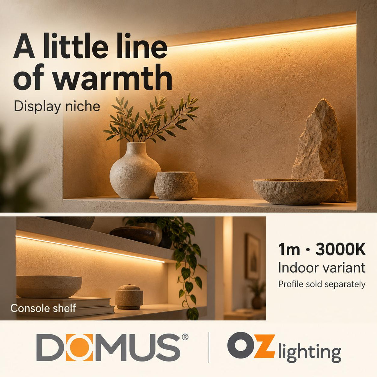 Domus PLEX-COB-5-IP67 1m 3000K LED strip and driver bundle — marketing