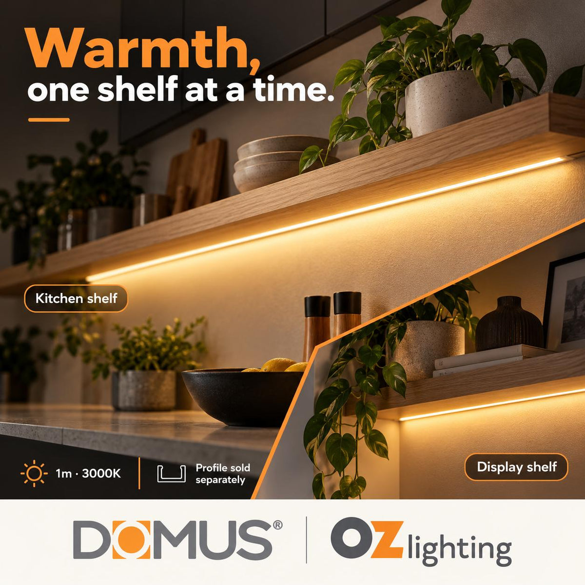 Domus PLEX-COB-5-IP54 1m 3000K LED strip and driver bundle — marketing
