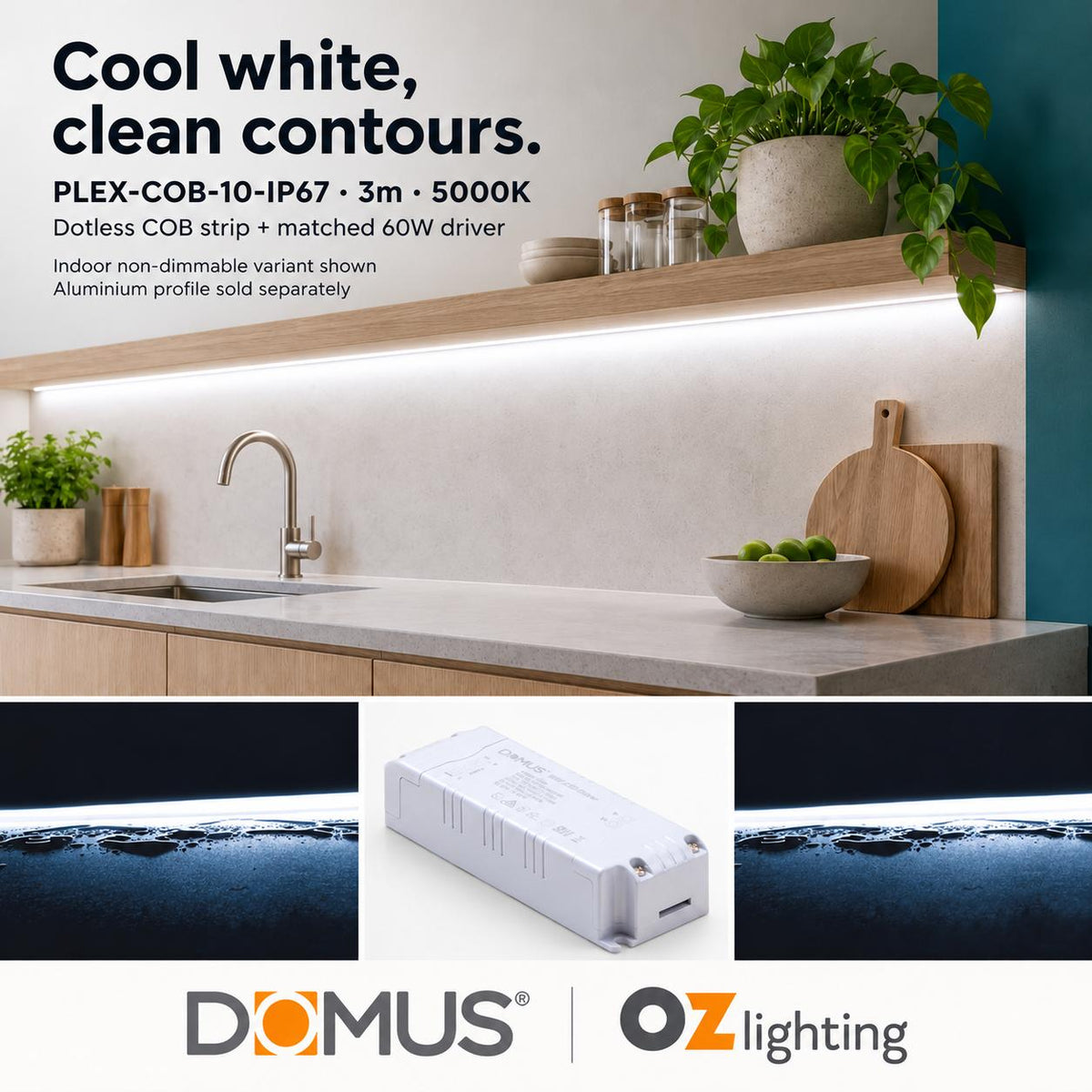 Domus PLEX 3 Metre 10W/m Cool White Outdoor Strip and Driver Bundle-Domus Lighting-Ozlighting.com.au