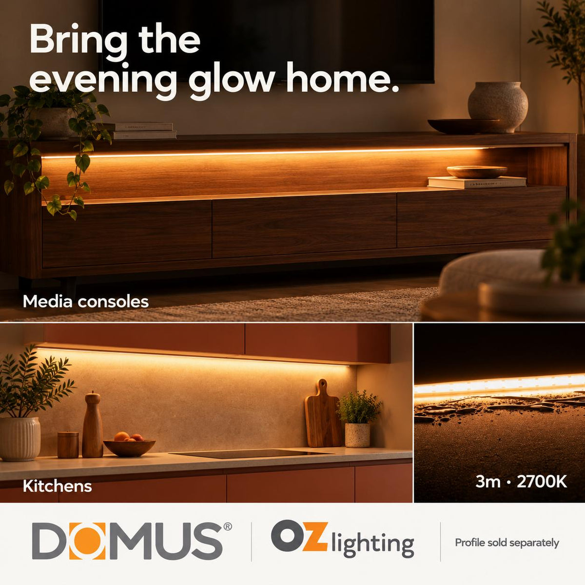 Domus PLEX 3 Metre 10W/m Extra Warm White Outdoor Strip and Driver Bundle-Domus Lighting-Ozlighting.com.au