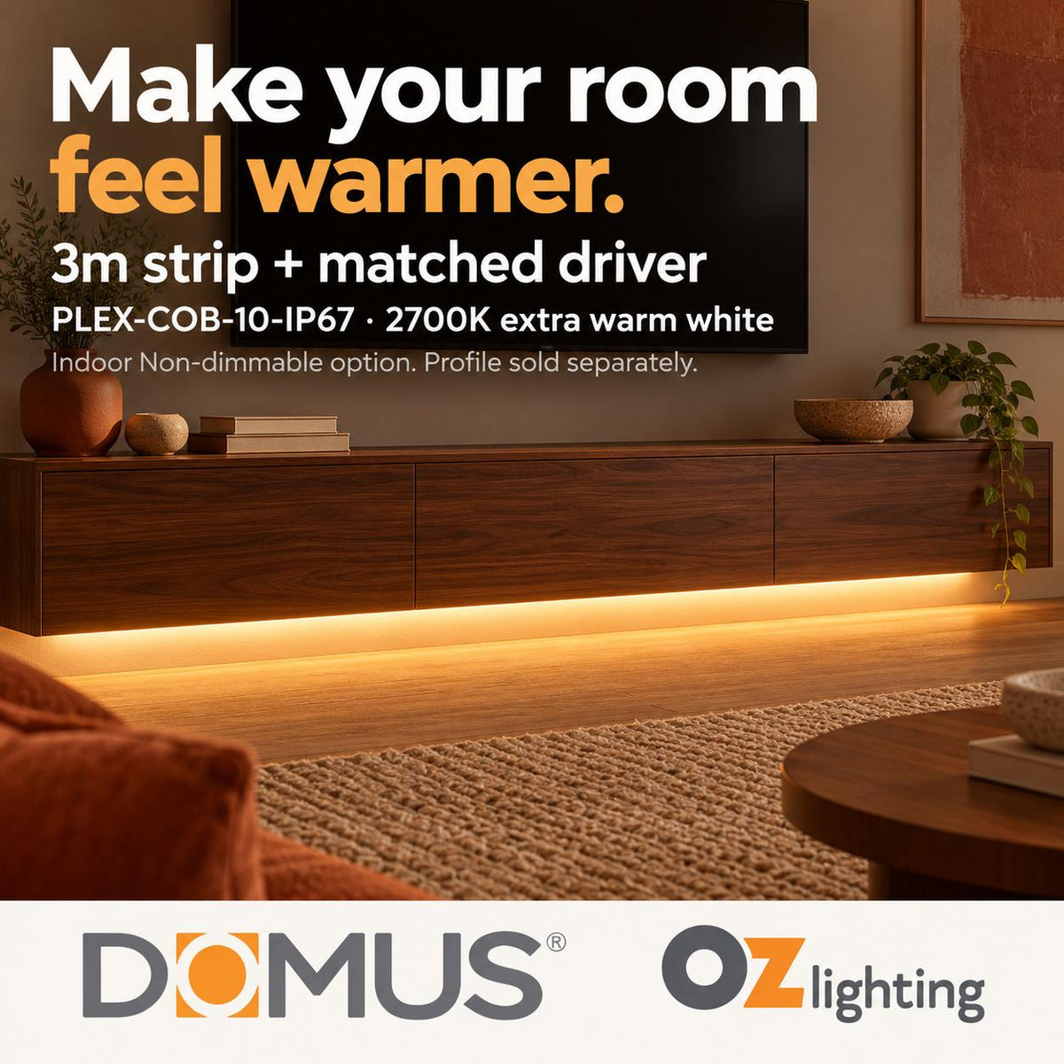 Domus PLEX 3 Metre 10W/m Extra Warm White Outdoor Strip and Driver Bundle-Domus Lighting-Ozlighting.com.au