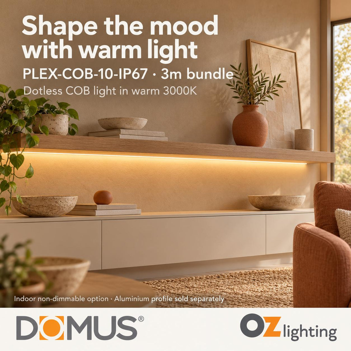 Domus PLEX 3 Metre 10W/m Warm White Outdoor Strip and Driver Bundle-Domus Lighting-Ozlighting.com.au