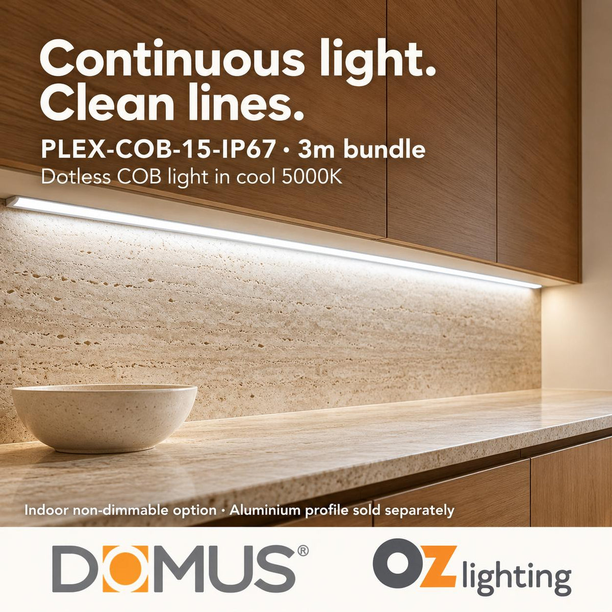 Domus PLEX 3 Metre 15W/m Cool White Outdoor Strip and Driver Bundle-Domus Lighting-Ozlighting.com.au