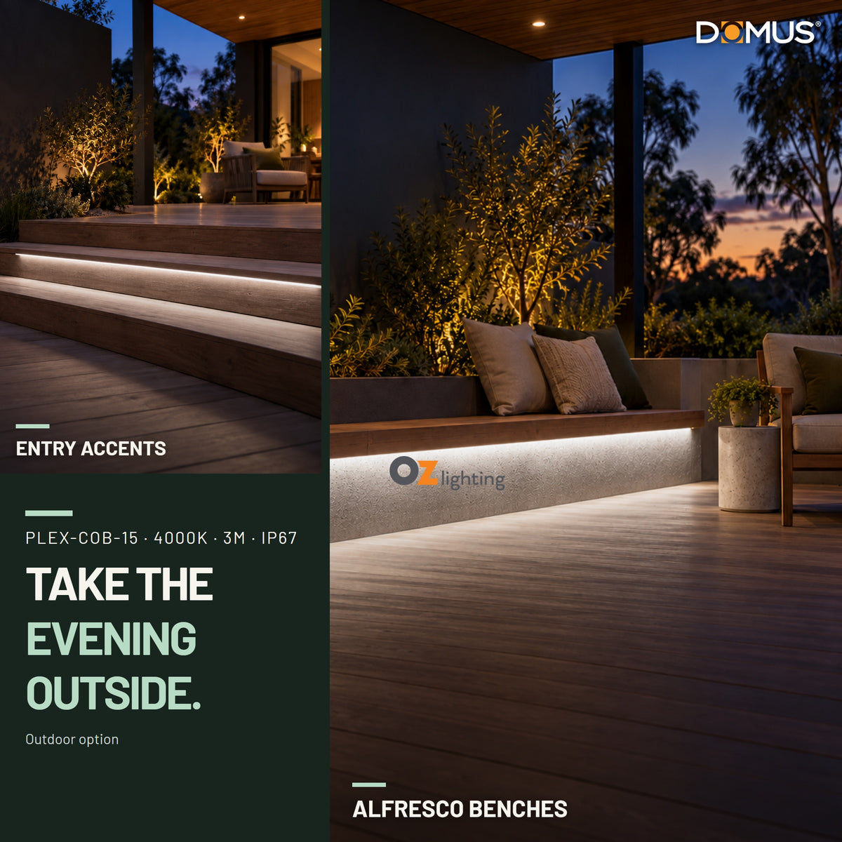 Domus PLEX 3 Metre 15W/m Neutral White Outdoor Strip and Driver Bundle-Domus Lighting-Ozlighting.com.au