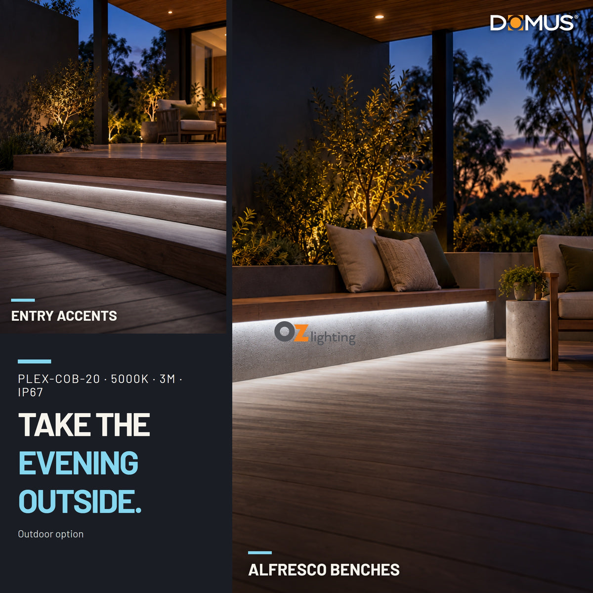 Domus PLEX-COB-20-IP67 LED Strip & Driver Bundle - 5000K, 3m-Domus Lighting-Ozlighting.com.au