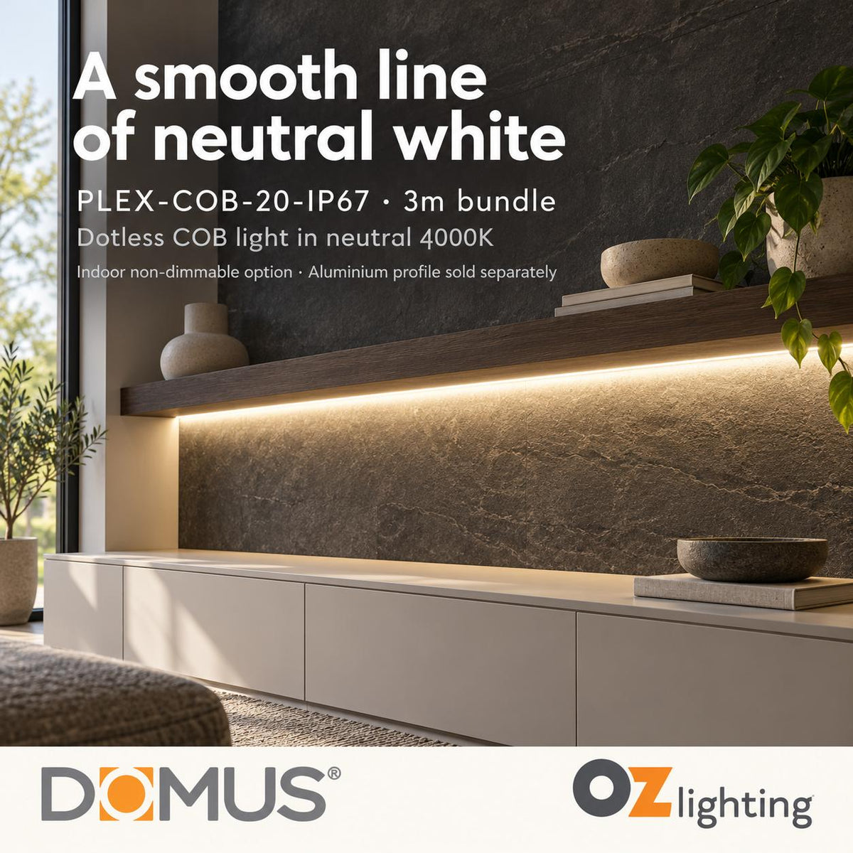 Domus PLEX 3 Metre 20W/m Neutral White Outdoor Strip and Driver Bundle-Domus Lighting-Ozlighting.com.au