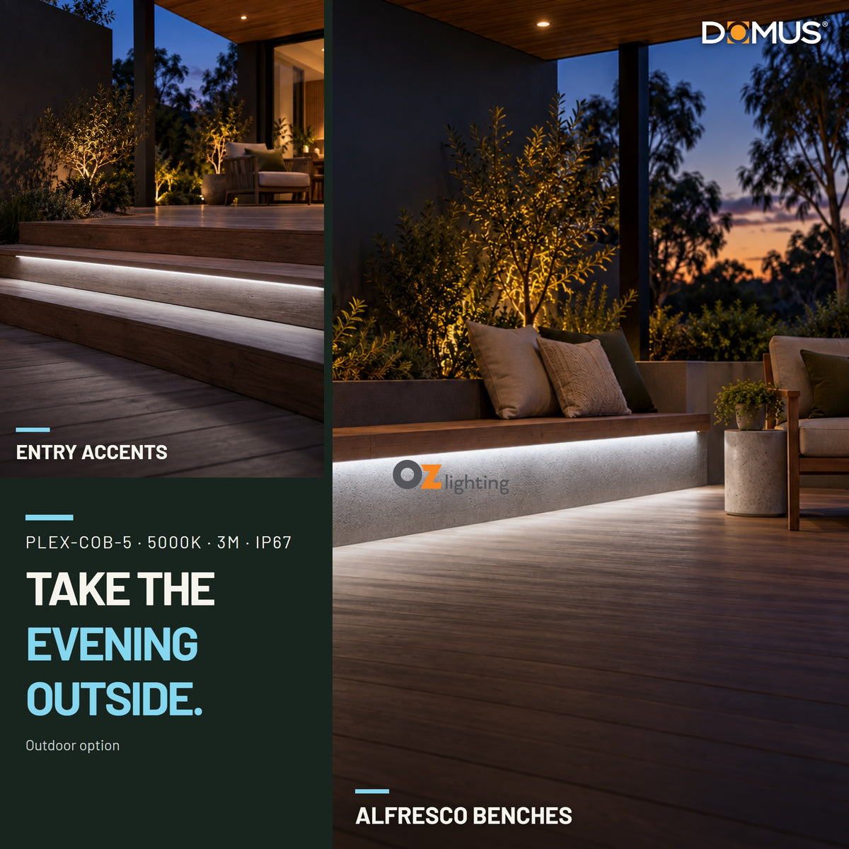 Domus PLEX 3 Metre 5W/m Cool White Outdoor Strip and Driver Bundle-Domus Lighting-Ozlighting.com.au