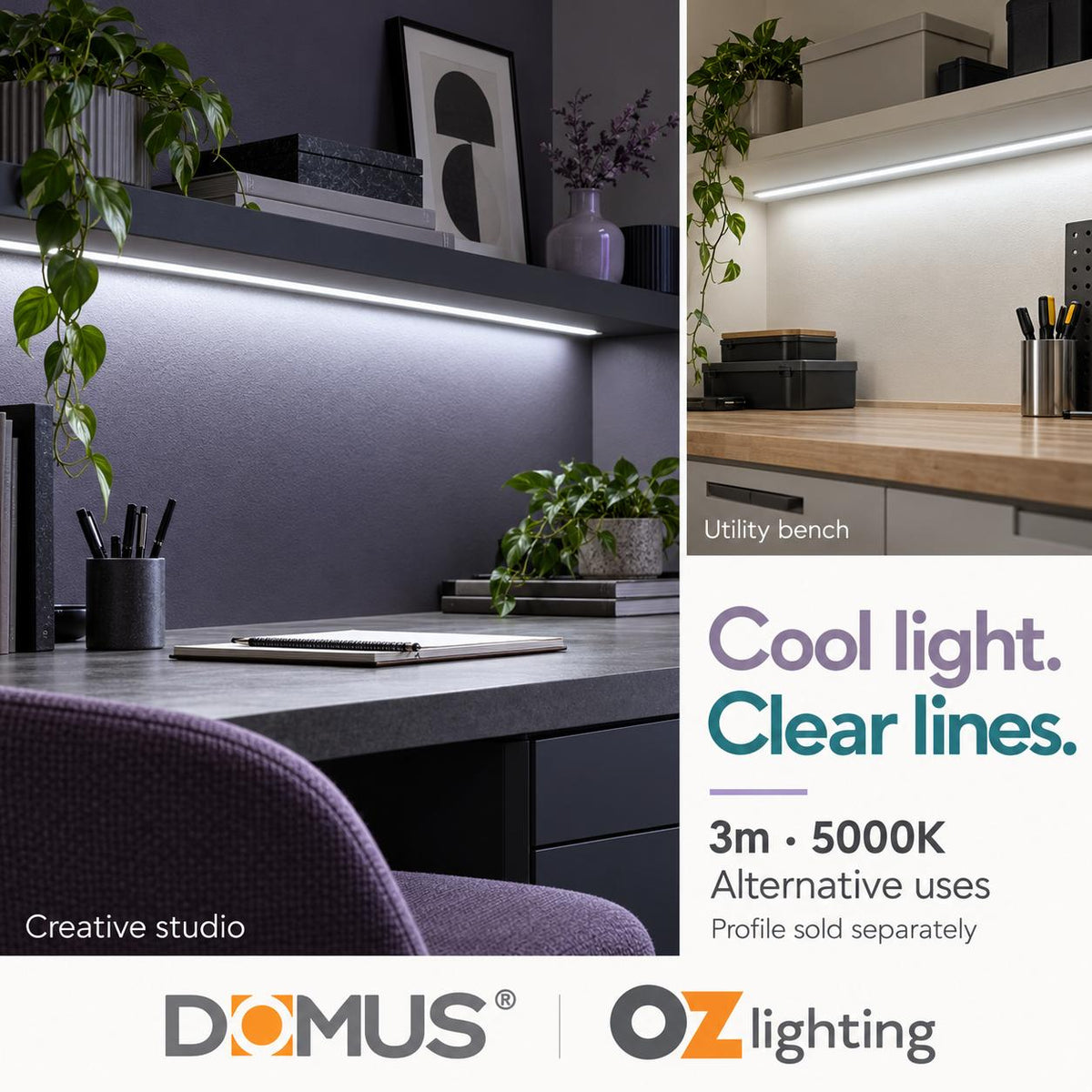 Domus PLEX-COB-5-IP54 3m 5000K LED strip and driver bundle — marketing