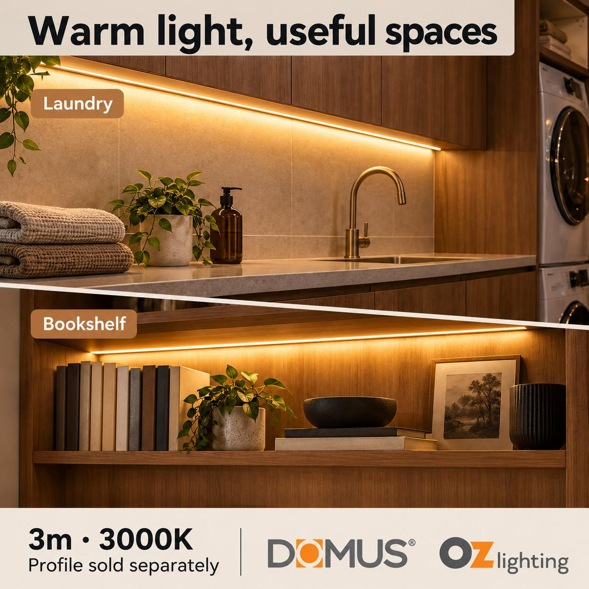 Domus PLEX-COB-5-IP54 3m 3000K LED strip and driver bundle — marketing