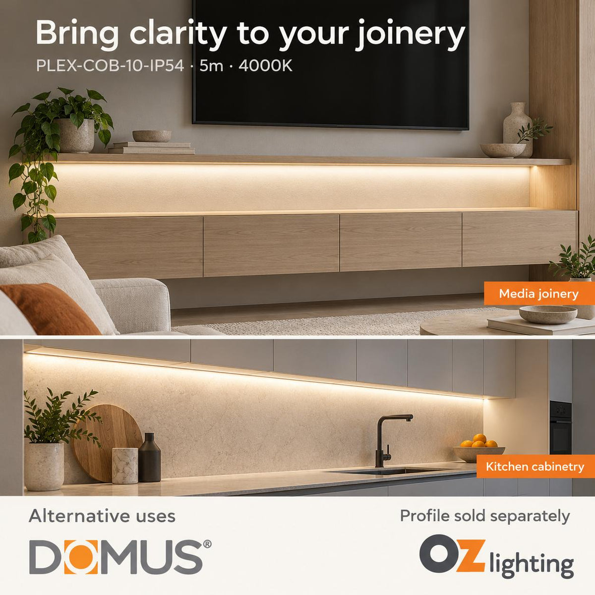 Domus PLEX 5 Metre 10W/m Neutral White Strip and Driver Bundle-Domus Lighting-Ozlighting.com.au