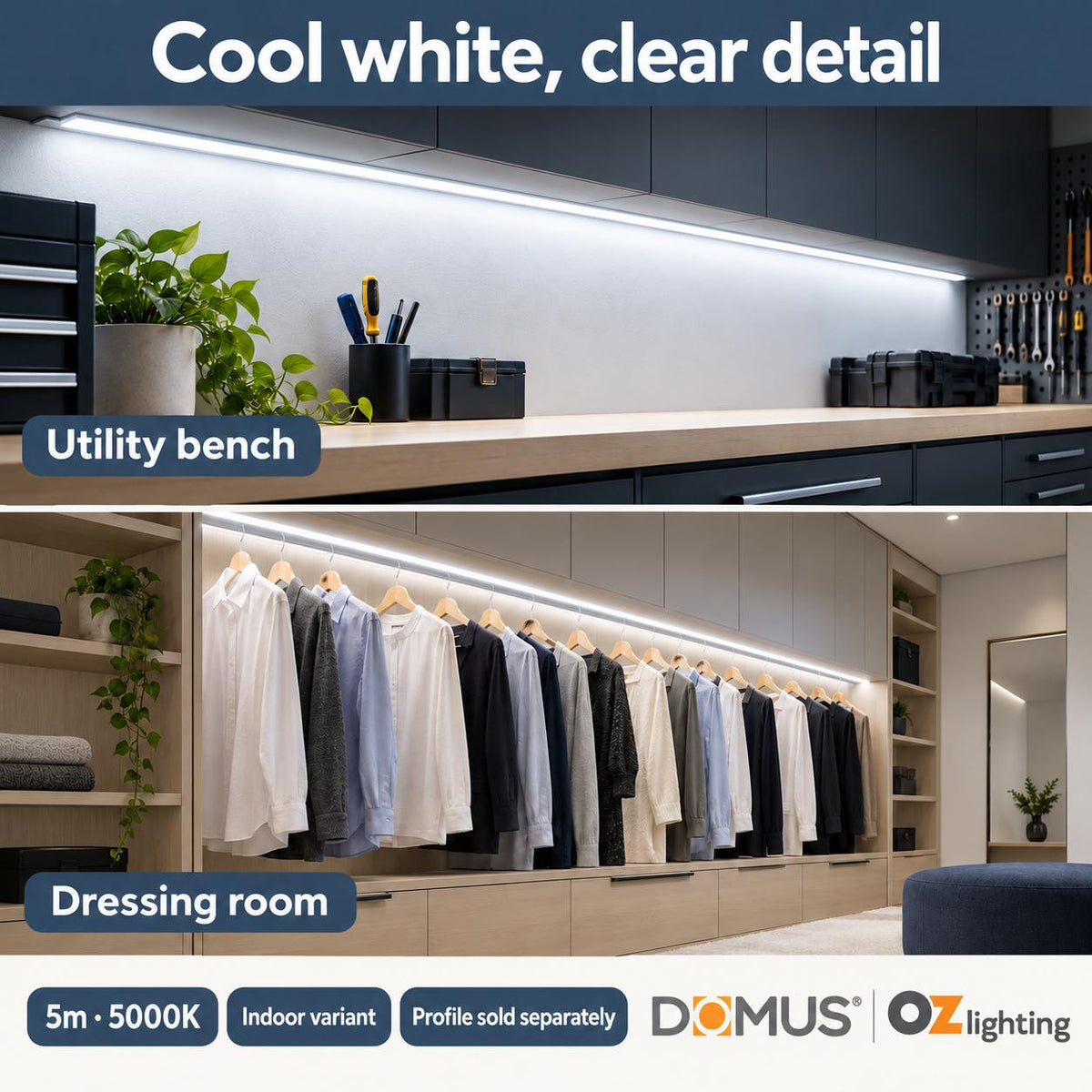 Domus PLEX-COB-5-IP67 5m 5000K LED strip and driver bundle — marketing