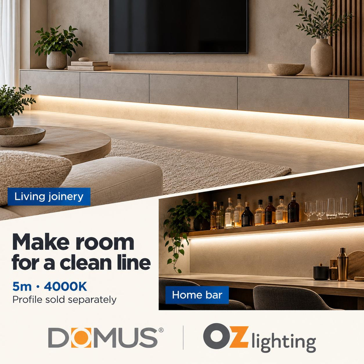Domus PLEX-COB-5-IP54 5m 4000K LED strip and driver bundle — marketing