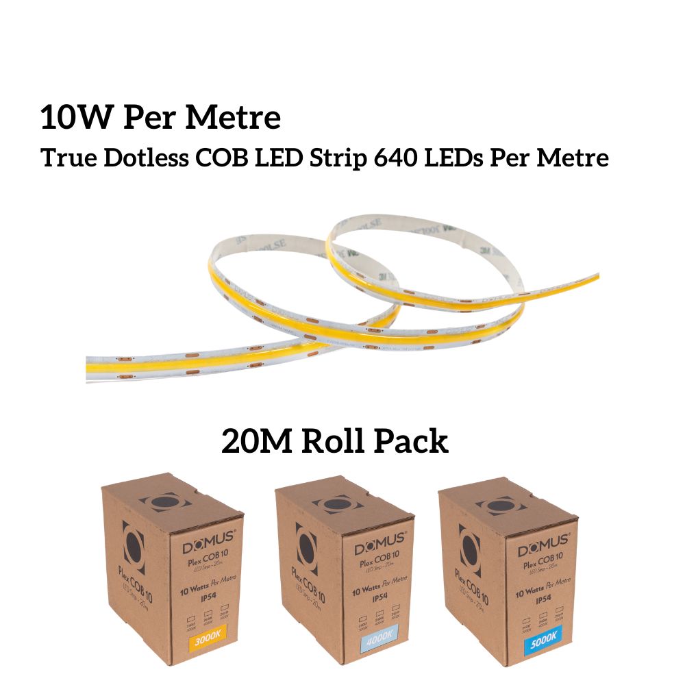 Domus PLEX-COB-10-20M LED Strip - 10W, 24V, 20m Roll Pack, Per Metre, IP54, Dotless - DRIVER REQUIRED-Domus Lighting-Ozlighting.com.au