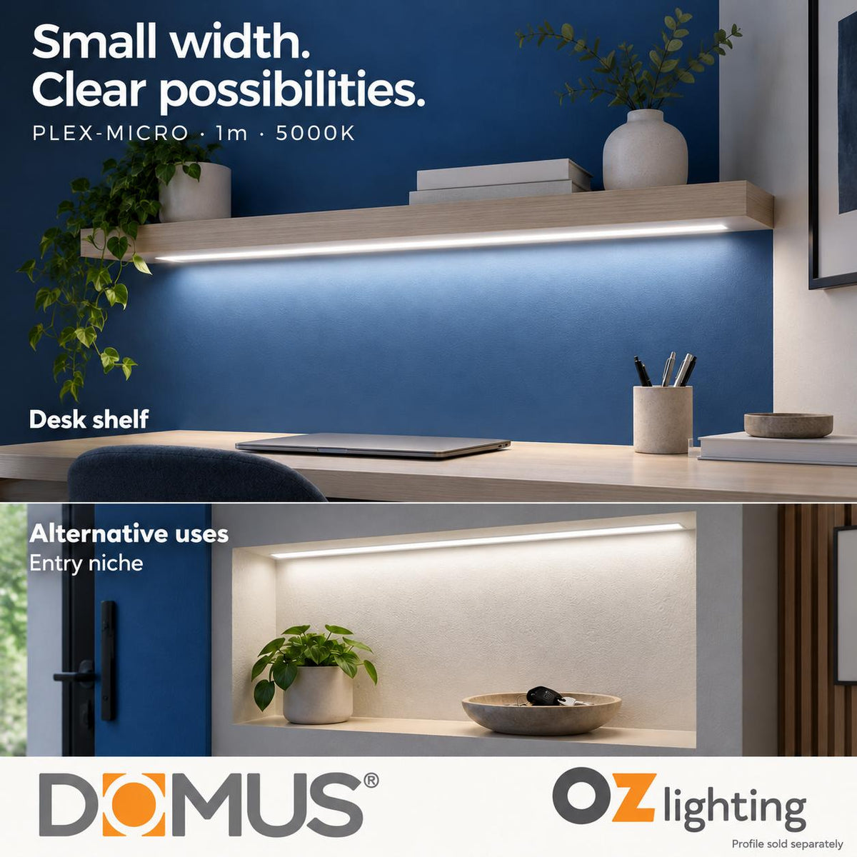 Domus PLEX Micro 1 Metre 8W/m Cool White Strip and Driver Bundle-Domus Lighting-Ozlighting.com.au